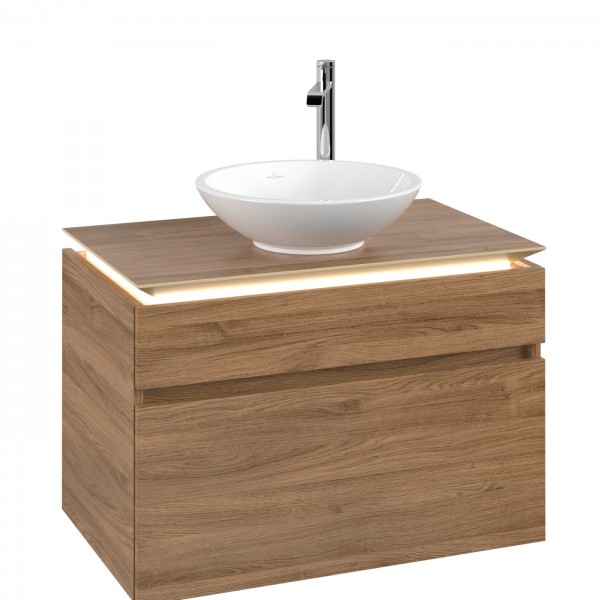 Villeroy & Boch Legato Waschbeckenunterschrank, mit Beleuchtung, 2 Auszüge, 800 x 550 x 500 mm, Kans