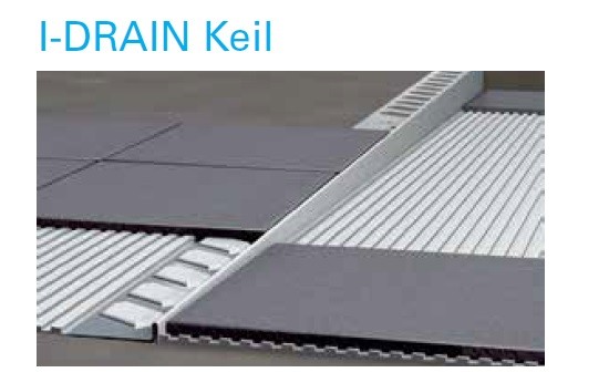 I-DRAIN Keil rechts 2 m, Edelstahl, gebürstet,h1 12,5mm,h2 40mm