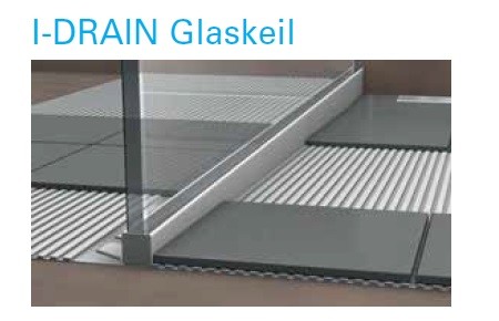 I-DRAIN Glaskeil rechts 2,00 m, Edelstahl, gebürstet,h5 19mm, h1 60mm