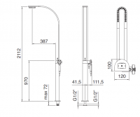 Preview: Treemme Philo Duschsystem Preview: Treemme Philo Duschsystem mit Brausearmatur als Standarmatur