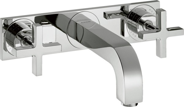 Hansgrohe 3-Loch Waschtischarm.Axor Citterio Wand F-Set kurz chrom m.Platte/Kreuzgr., 39314000