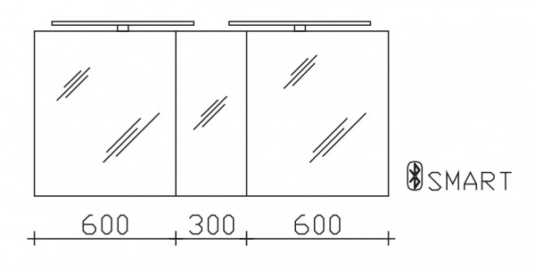 Pelipal Serie 25 Pelipal Spiegelschrank SDAES5015-I, B:1500, H:703, T:170mm