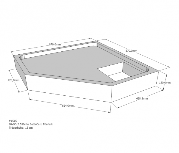 Neuesbad Wannenträger für Bette Caro 90x90x3,5 Fünfeck