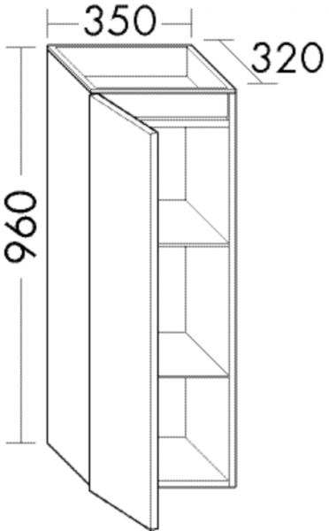Burgbad Halbh. Schrank Fiumo 960x350x320 Tectona Dekor Zimt, UHEH035LF3960
