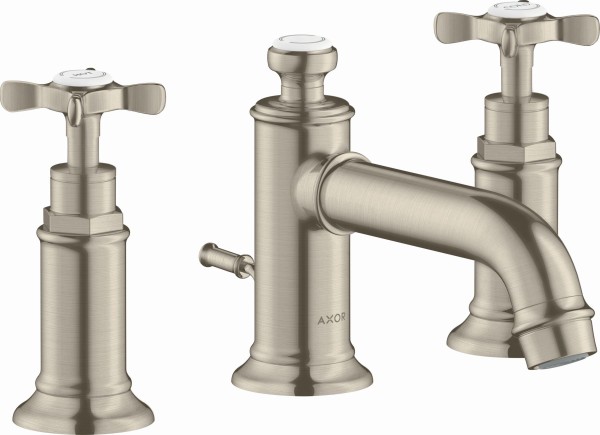 Hansgrohe 3-Loch Waschtischarmatur 30 Axor Montreux Kreuzgriff brushed nickel, 16536820 , 16536820