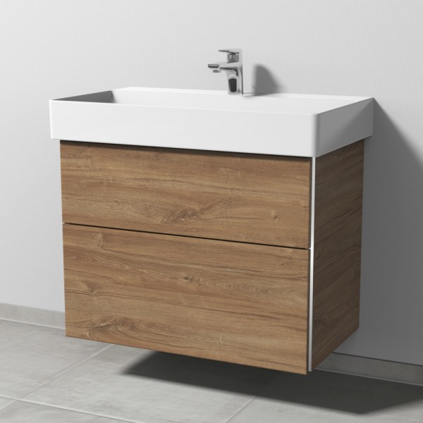 Sanipa 3way Waschtischunterbau zu Duravit Dura Square Waschtisch mit 2 Auszügen, Eiche-Kansas