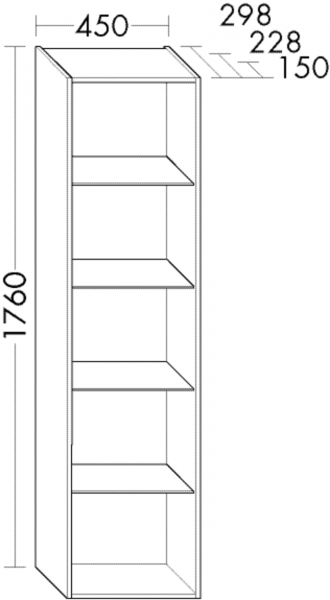 Burgbad Hochschrank Sys30 PG1 Aqua 1760x450x150 Weiß Matt, HSF4515F1719