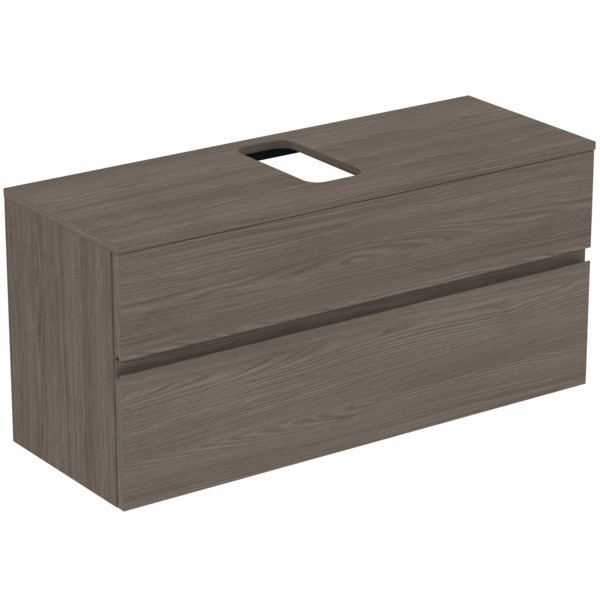 Ideal Standard Waschtischunterschrank Finesse Ausschnitt r/l 1202x440x558mm 2 Auszüge Ulme dunkel, E