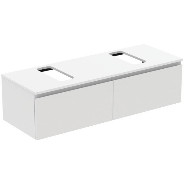 Ideal Standard Waschtischunterschrank Finesse Ausschnitt r/l 1402x505x378mm 2 Auszüge Weiss matt, E3
