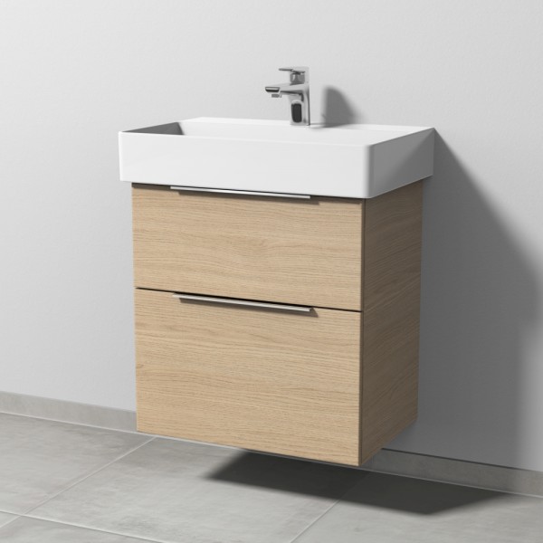 Sanipa 3way Waschtischunterbau zu Duravit Dura Square Waschtisch mit 2 Auszügen, Eiche-Nordic