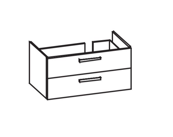 Artiqua 411 Waschtischunterschrank für P3 Comforts 233410 Becken rechts Eiche Weiß quer NB, 411-WU2L