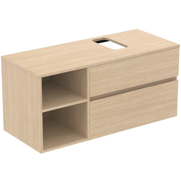 Ideal Standard Waschtischunterschrank Finesse Ausch.rechts 1202x505x558mm 2 Auszüge Eiche weiss, E35