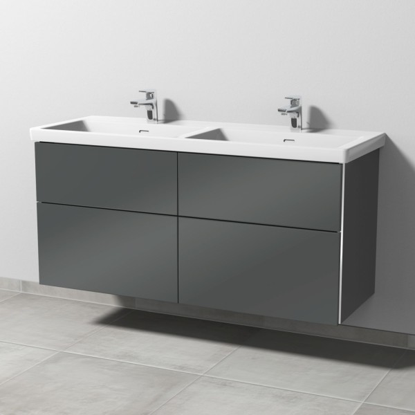 Sanipa 3way Waschtischunterbau zu Villeroy & Boch Subway 3.0 Waschtisch mit 4 Auszügen, Anthrazit-Gl