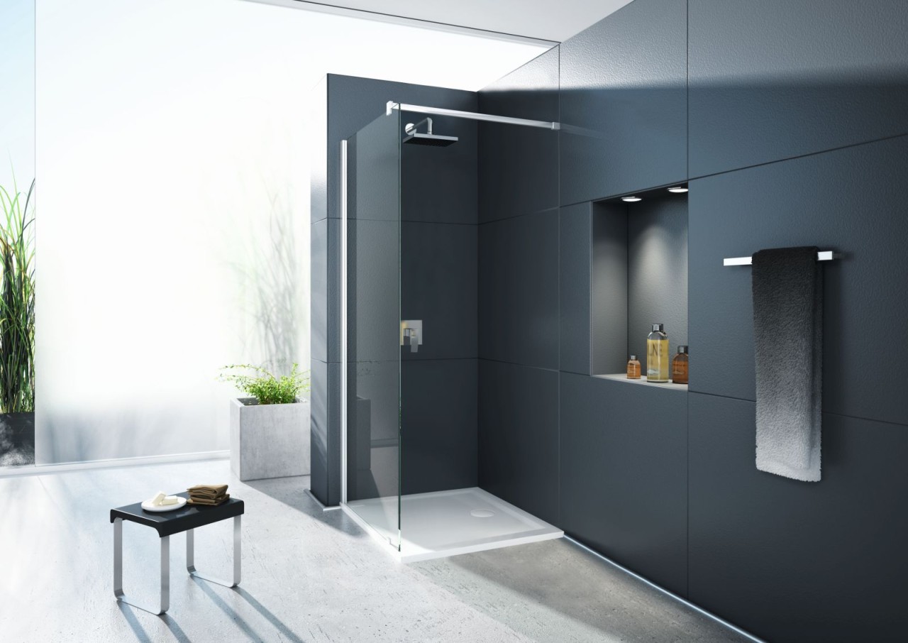 Hoesch Duschabtrennung One&One 800 Everclean Höhe 2100 mm, Haltestange eloxal Silber, 5722.101401 5722.101401