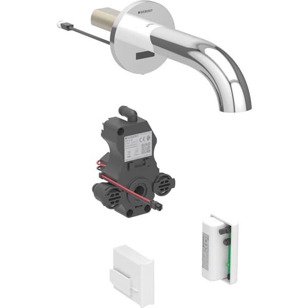 Geberit Waschtischarmatur Piave, Wandmontage mit UP-Funktion Genr. L 22cm o. Mischer, 116285211