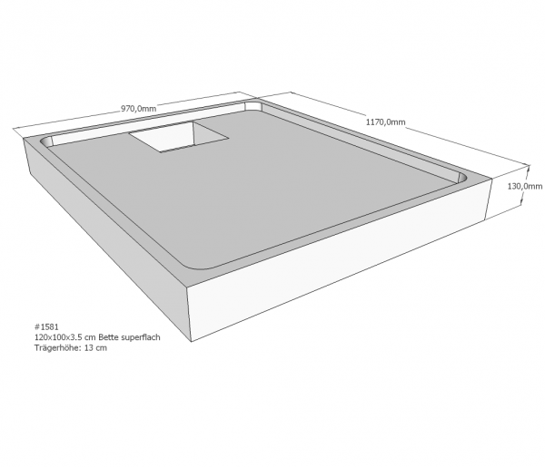 Neuesbad Wannenträger für Bette superflach 120x100x3,5