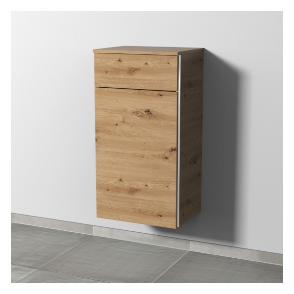 Sanipa 3way Mittelschrank mit 1 Auszug und 1 Wäschekorbklappe, Eiche Natural-Touch, BR15485