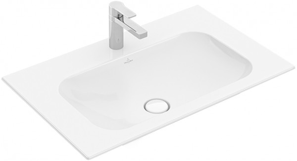 Villeroy & Boch Schrankwaschtisch Finion 4164 800x500mm, 1-Loch, verd mit Überlauf, Stone White Cera