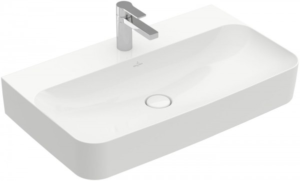 Villeroy & Boch Waschtisch Finion 4168 800x470mm mittl HL durchgest o ÜL eck geschl Weiß Alpin C+, 4