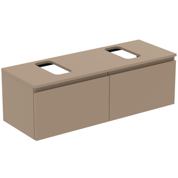 Ideal Standard Waschtischunterschrank Finesse Ausschnitt r/l 1200x440x388mm 2 Auszüge Greige matt, E