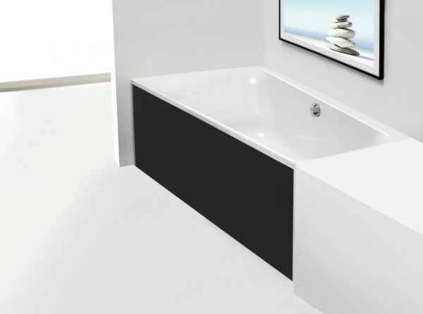 Hoesch Glasverkleidung schwarz Nische Badewanne Trapez 180x120 rechts