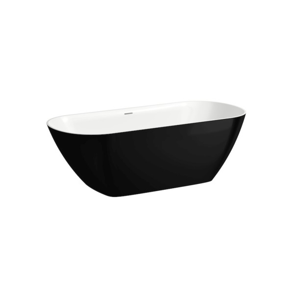 LAUFEN freistehende Badewanne LUA 750x1700x540, Aussen: schwarz glänzend, Innen: weiss glänzend