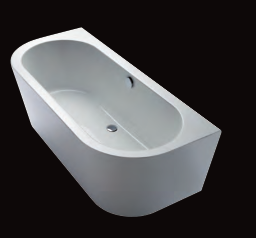 Repabad Livorno 180/80 oval F Wand-Badewanne, L: 1800, B: 800, H: 585 mm, weiss