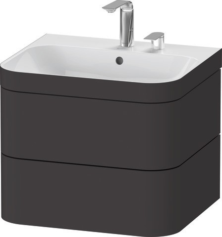 Duravit Happy D.2 Plus c-bonded Set wandhängend Graphit Supermatt 575x490x480 mm - HP4635E8080