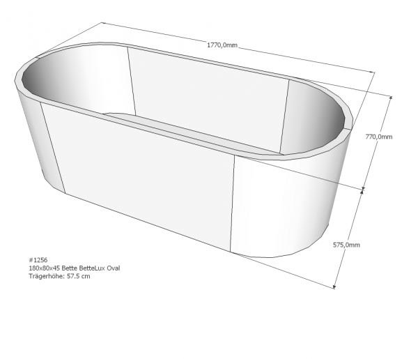 Neuesbad Wannenträger für Bette Lux (oval) 1800x800