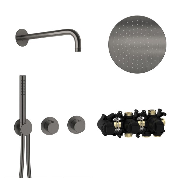Herzbach MODUL7 Thermostat-Set T-RB250 Wandarm Regenbrause Ø25,0cm , 70.702711.1.40