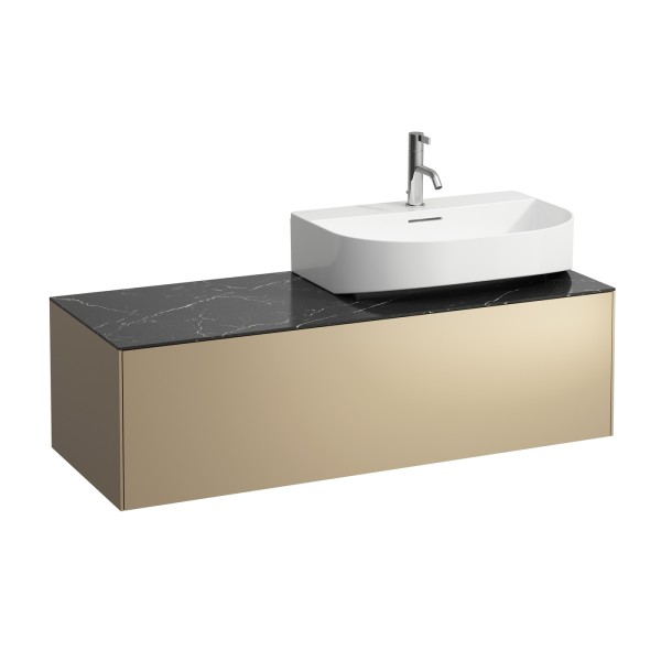 LAUFEN Waschtischunterschrank SONAR f.HWB H816341/2 1 Schubl 1175x455 Ausschn re Gold&Nero Marquina,