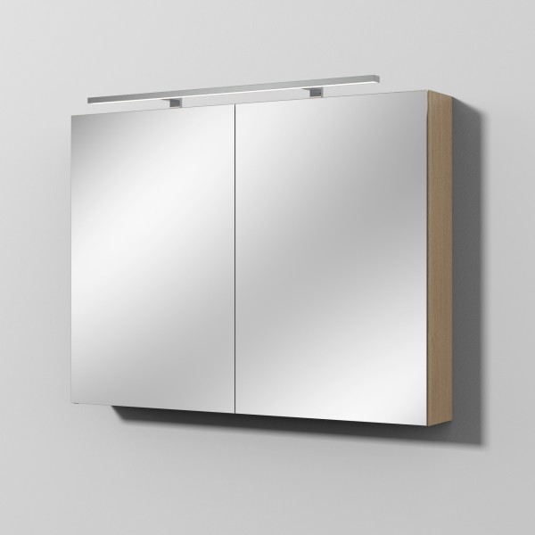 Sanipa Reflection Spiegelschrank MILLA 100 mit LED-Aufsatzleuchte, Eiche-Nordic, SD14448