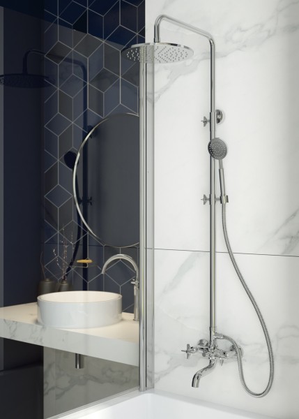 Neuesbad Serie 400 Duschsystem mit Wannenarmatur, Oberfläche: chrom