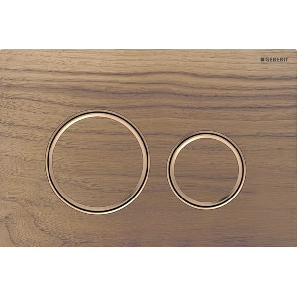 Geberit Betätigungsplatte Sigma21, für 2-Mengen-Spülung rotgold, Nussbaum amerikanisch, 115650JX1