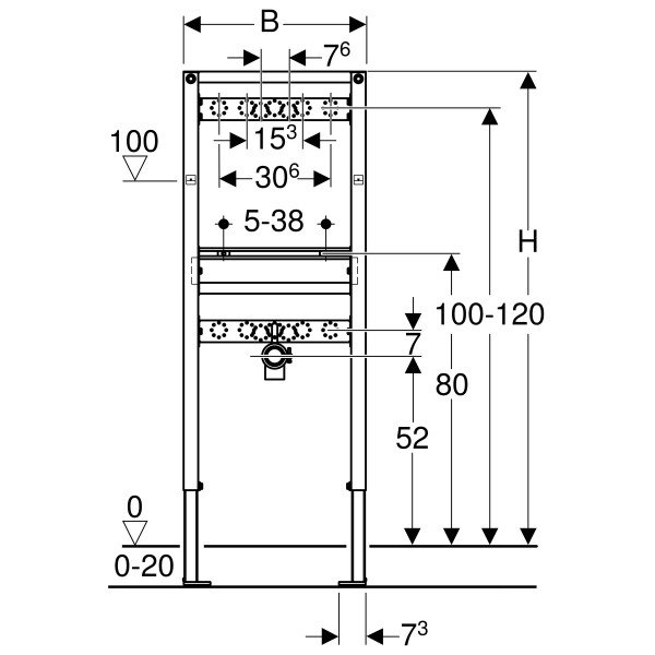 Geberit Duofix Waschtisch 130 cm für Wandarmatur