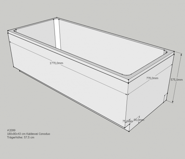 Neuesbad Wannenträger für Kaldewei Cono Duo Nr.733 180x80