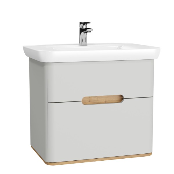 VitrA Sento Set 78 cm Waschtisch + Unterschrank 2 Laden Hellgrau Matt,65989