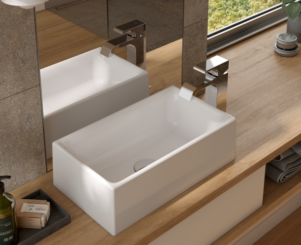 TOTO Aufsatzhandwaschbecken CS, eckig, 40 cm, ohne Hahnloch, ohne Überlauf