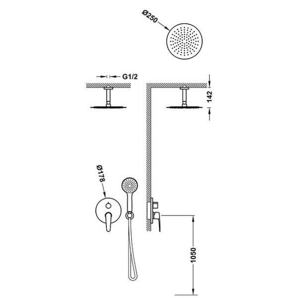 Tres Bausatz 2 Wege Unterputz Einhebelmischer Rapid box für die Dusche , 20438003