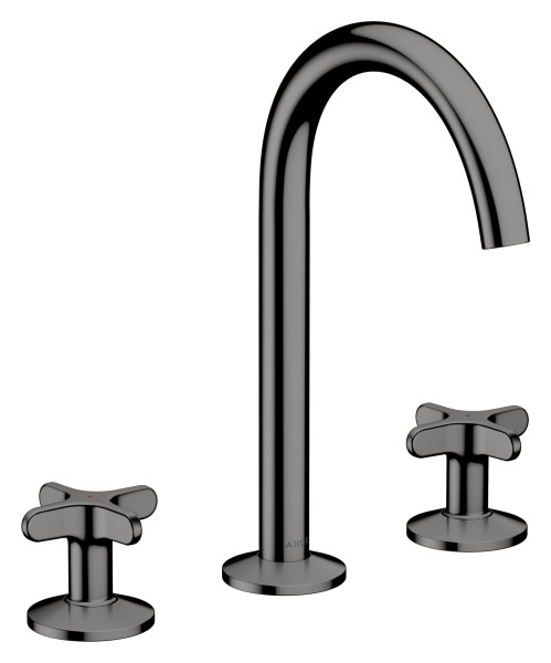 Hansgrohe 3-Loch Waschtischarmatur AXOR One 170 Kreuzgriff Push-Open Ablaufgarn. polished black chr