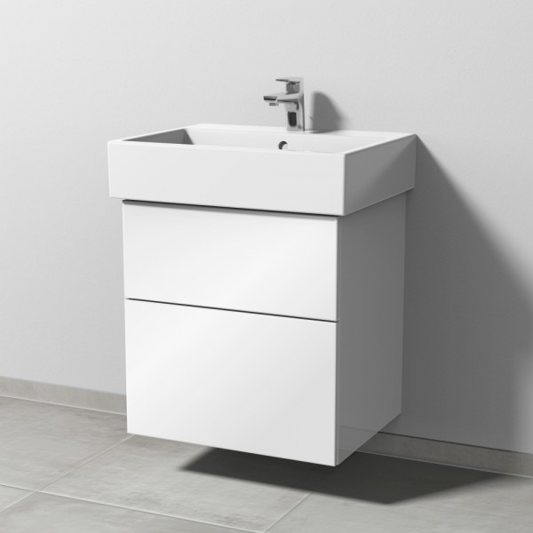 Sanipa 3way Waschtischunterbau zu Duravit Vero Air Waschtisch mit 2 Auszügen, Weiß-Glanz