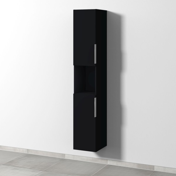 Sanipa 3way Hochschrank mit 2 Türen und 1 offenem Fach, Schwarz-Matt