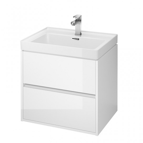 Neuesbad Serie 300 Waschtischunterschrank, B:594, T:447, H:533mm, weiss glänzend Lack