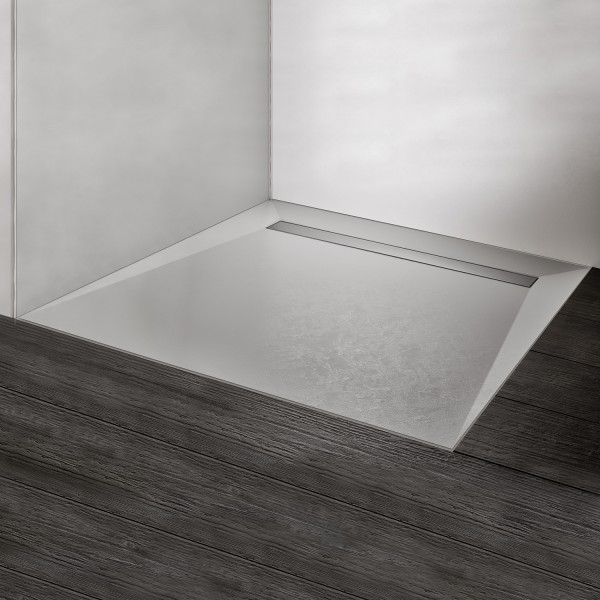 HSK Duschbodenelement mit Renodeco-Oberfläche und integrierter Ablaufrinne, 120 x 120 x 4,5 cm, Sand
