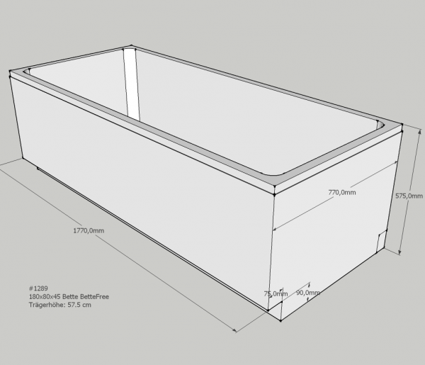 Neuesbad Wannenträger für Bette Free 180x80