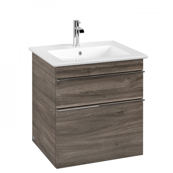 Villeroy & Boch Venticello Waschbeckenunterschrank, 2 Auszüge, 553 x 590 x 477 mm, Stone Oak / Stone