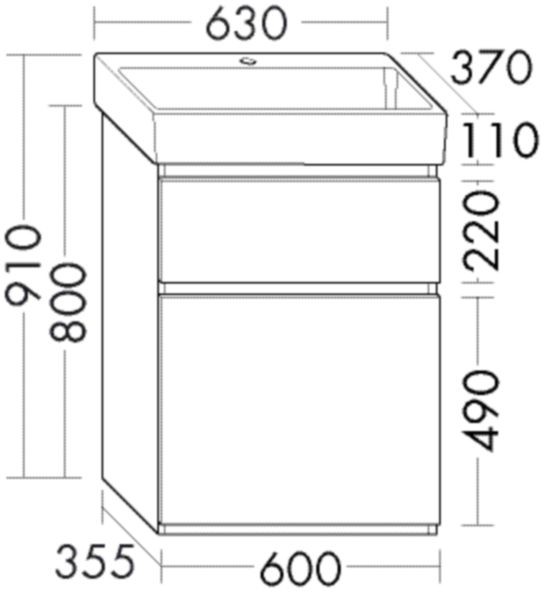 Burgbad Keramik Waschtisch-Set Lin20 Acryl/Lack Matt Lichtgrau Matt/Alpinweiss, SGHC063F5379C0001