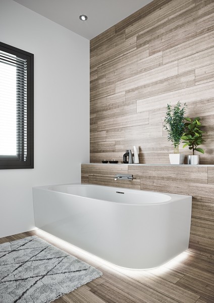 Riho wandstehende Badewanne Desire Corner 184x84 R seidenmatt weiß/schwarz, B087001220