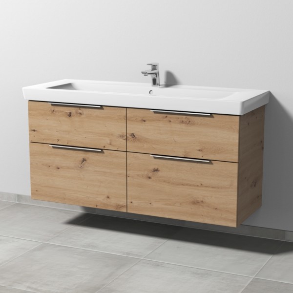 Sanipa 3way Waschtischunterbau zu Villeroy & Boch Subway 2.0 Waschtisch mit 4 Auszügen, Eiche Natura