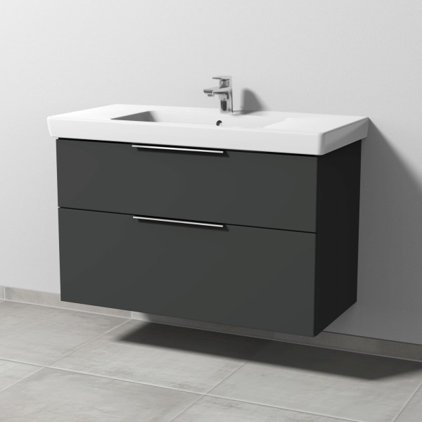 Sanipa 3way Waschtischunterbau zu Villeroy & Boch Subway 2.0 Waschtisch mit 2 Auszügen, Graphit-Matt
